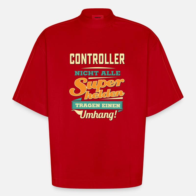 Superhelden Umhang - Controller - RAHMENLOS Beruf - Heavyweight Oversized Organic Boxy T-Shirt Made in EU - Rot