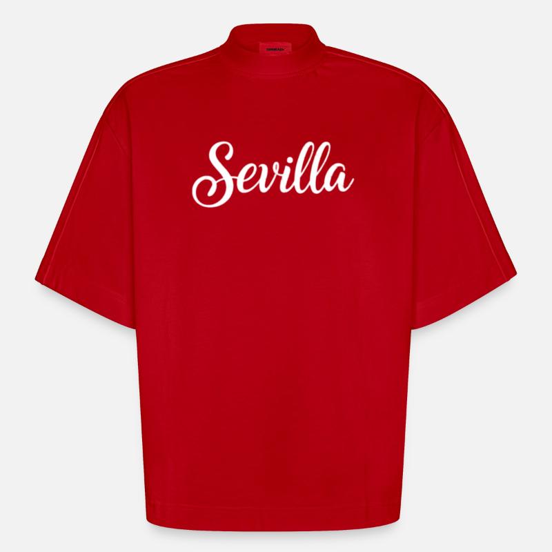Sevilla Handlettering Script - Heavyweight Oversized Organic Boxy T-Shirt Made in EU - Rot