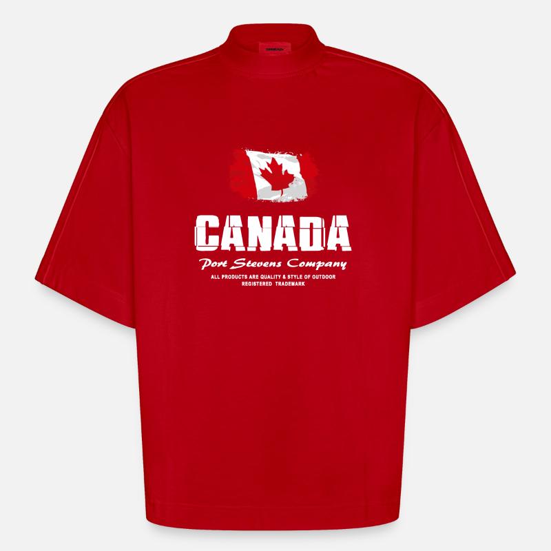 Maple Leaf - Canada Flag - Heavyweight Oversized Organic Boxy T-Shirt Made in EU - Rot