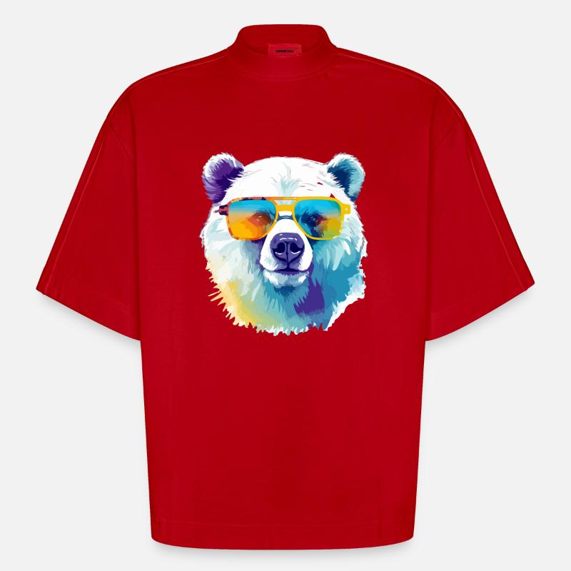 Bruce der Eisbär - Heavyweight Oversized Organic Boxy T-Shirt Made in EU - Rot