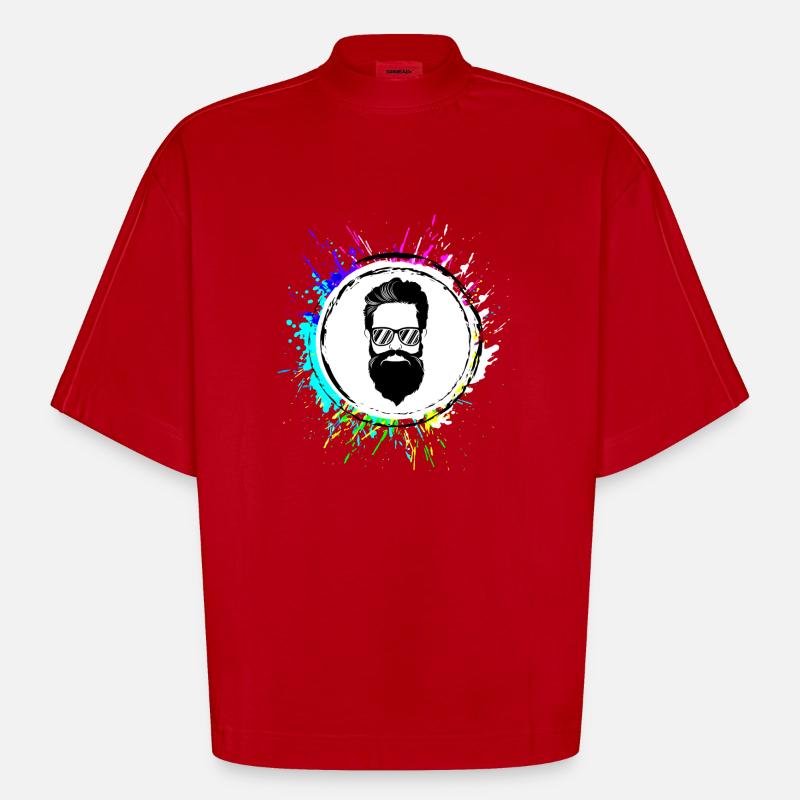 Face beard icon - Heavyweight Oversized Organic Boxy T-Shirt Made in EU - red