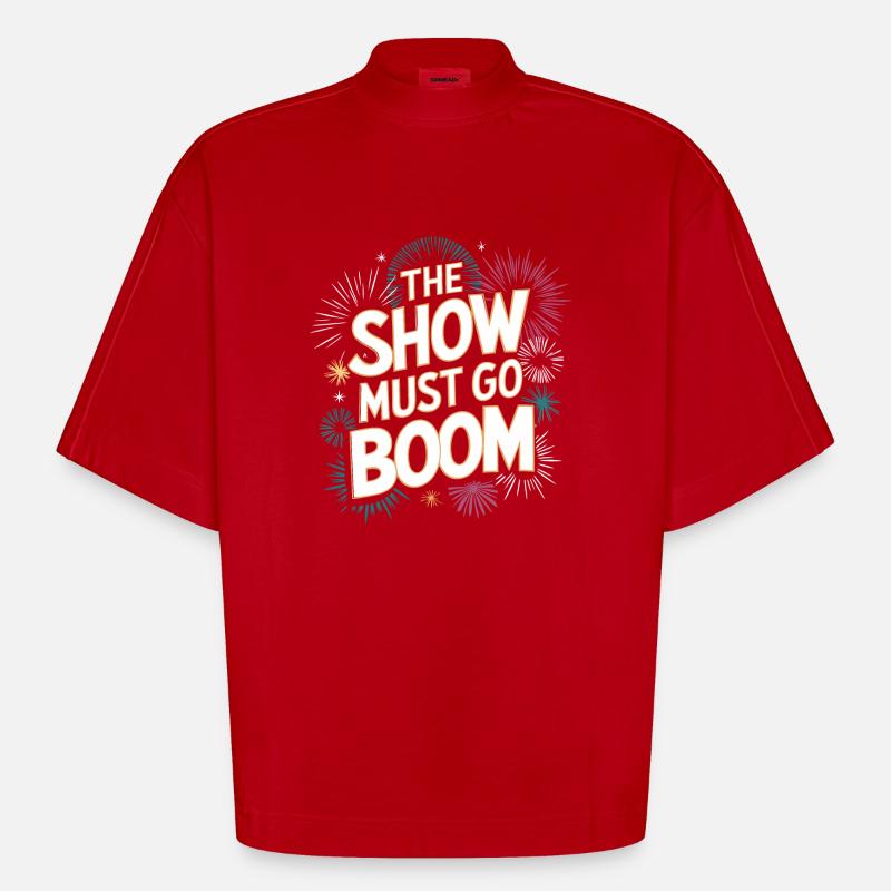 Pyrotechnie Feux d’artifice Pyrotechnie - T-shirt bio épais oversize Boxy fabriqué en UE - rouge