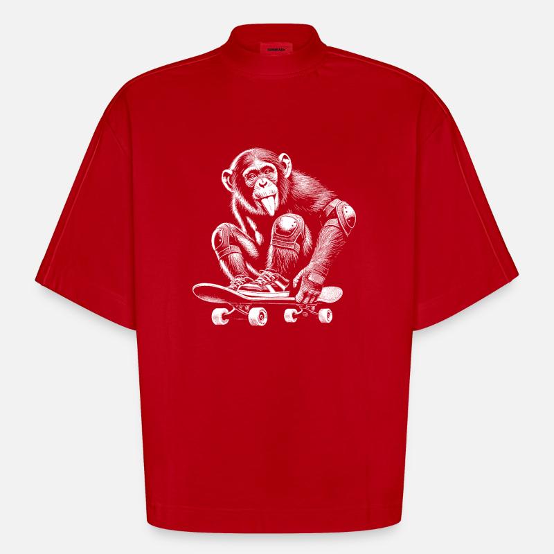 Skateboard - Heavyweight Oversized Organic Boxy T-Shirt Made in EU - red