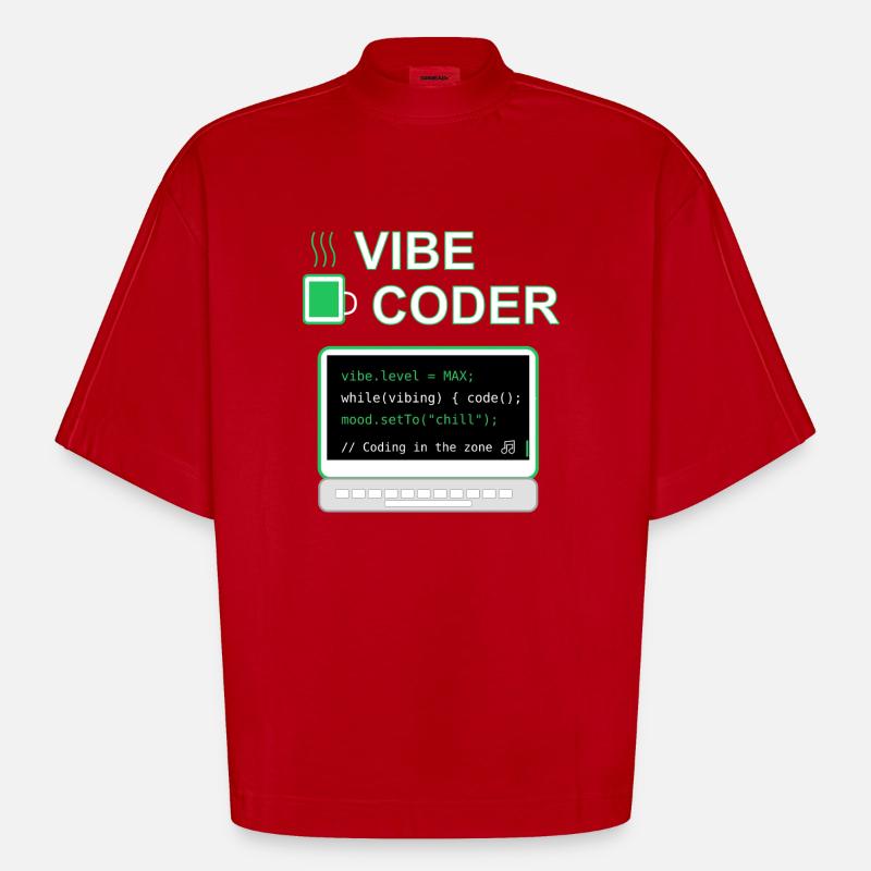 Vibe Coder - Heavyweight Oversized Organic Boxy T-Shirt Made in EU - red