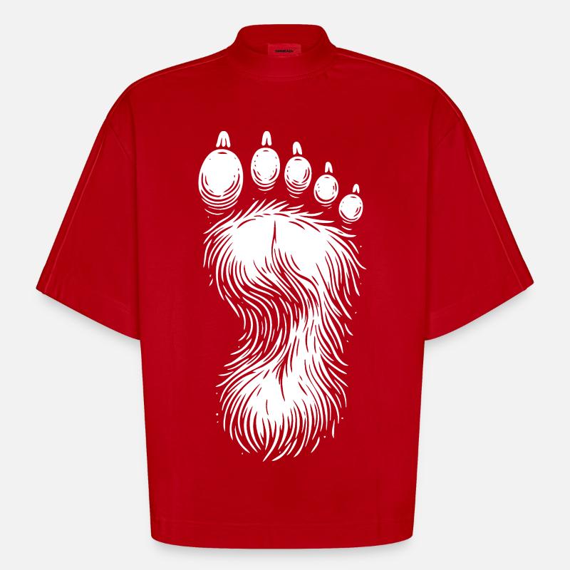 Conception cool de l’empreinte Bigfoot - T-shirt bio épais oversize Boxy fabriqué en UE - rouge