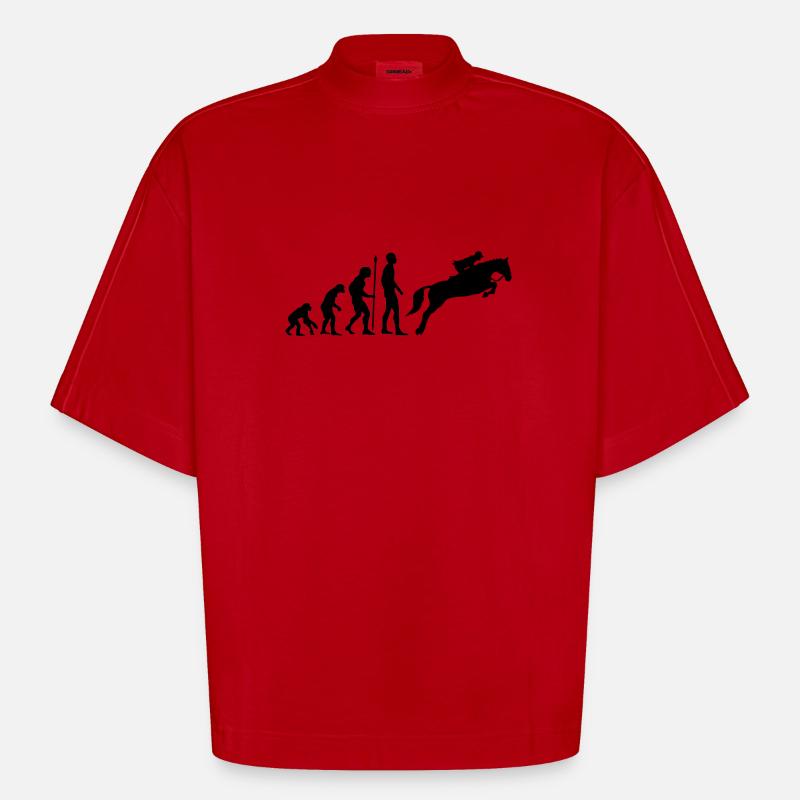 Reiterin Evolution Springreiten Pferde - Heavyweight Oversized Organic Boxy T-Shirt Made in EU - Rot