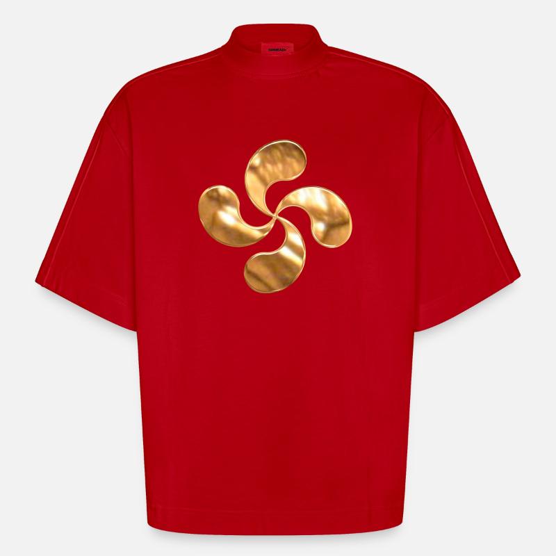 croix basque - T-shirt bio épais oversize Boxy fabriqué en UE - rouge