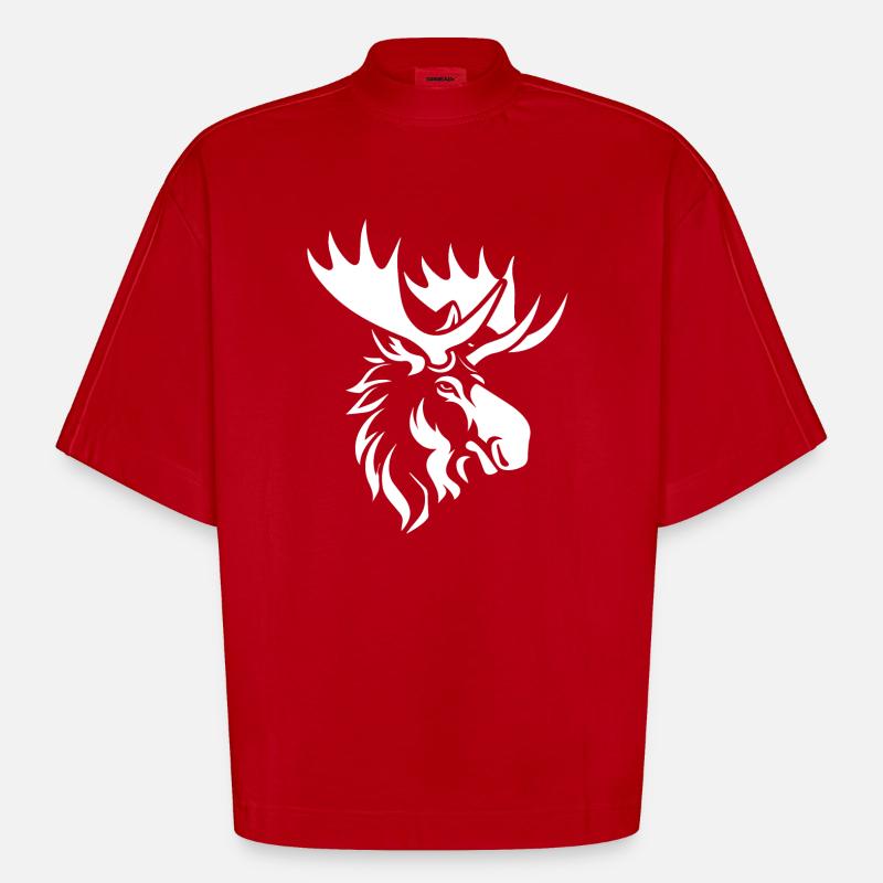 Elch - Heavyweight Oversized Organic Boxy T-Shirt Made in EU - Rot