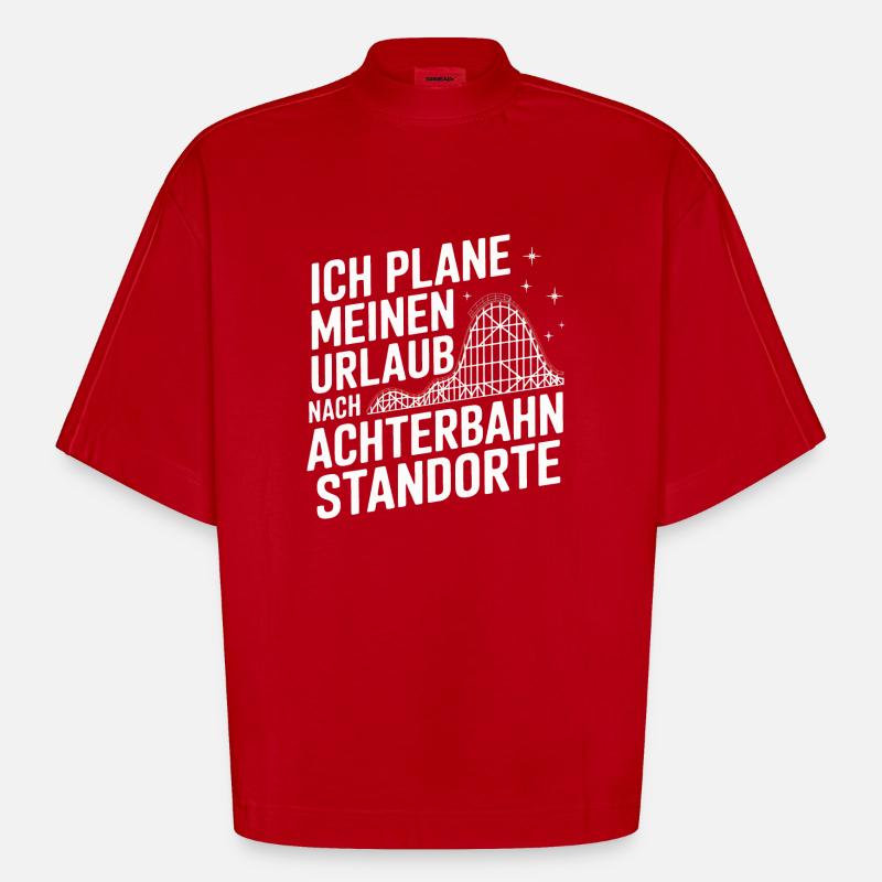 Achterbahn Freizeitpark Roller Coaster - Heavyweight Oversized Organic Boxy T-Shirt Made in EU - Rot