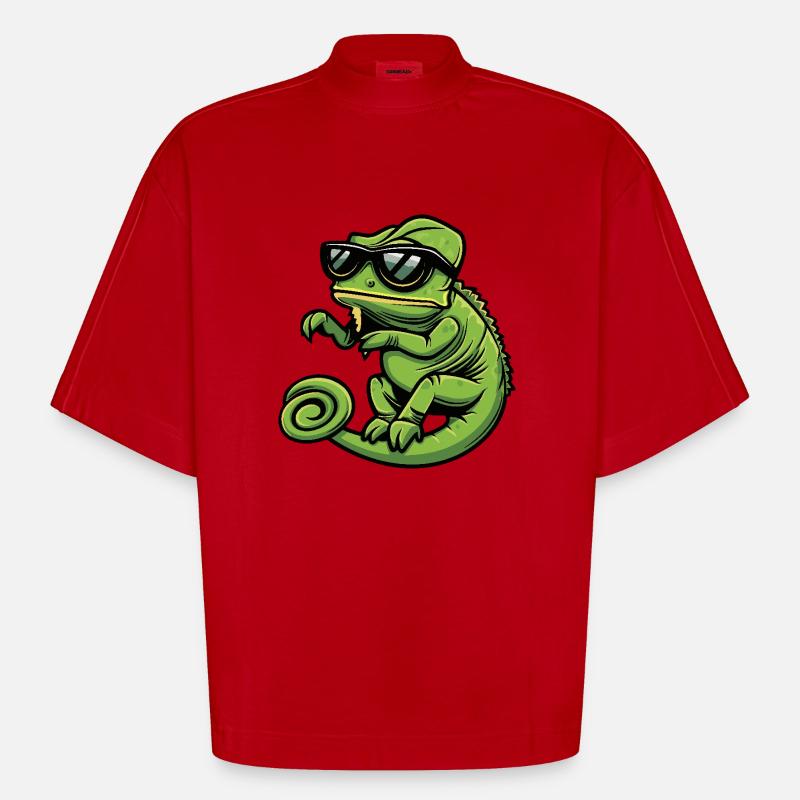 Chameleon Cool Comic - Heavyweight Oversized Organic Boxy T-Shirt Made in EU - red