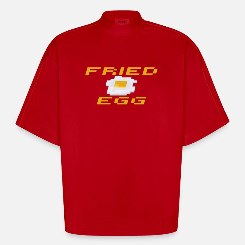 SBDesigns - Fried Egg / Fried Egg - Heavyweight Oversized Organic Boxy T-Shirt Made in EU - red
