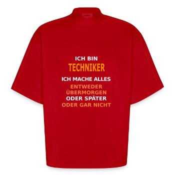 techniker - Heavyweight Oversized Organic Boxy T-Shirt Made in EU - Rot - Vorne
