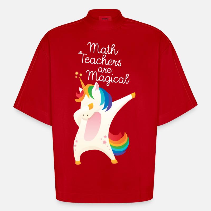 Math Teachers Are Magical - T-shirt bio épais oversize Boxy fabriqué en UE - rouge