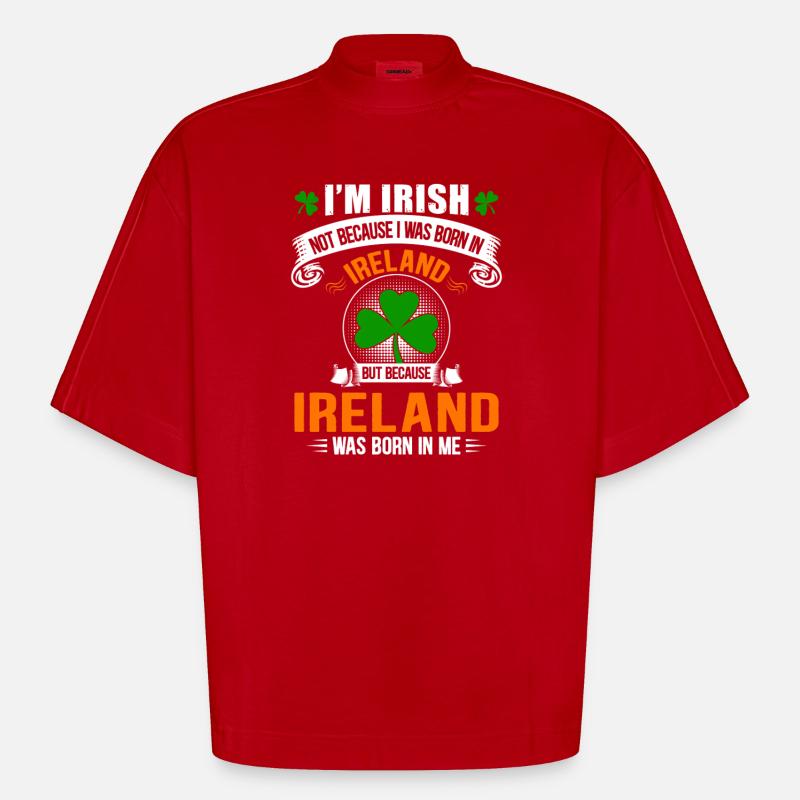 Fierté Irlandaise: née d'Irlande en moi - T-shirt bio épais oversize Boxy fabriqué en UE - rouge