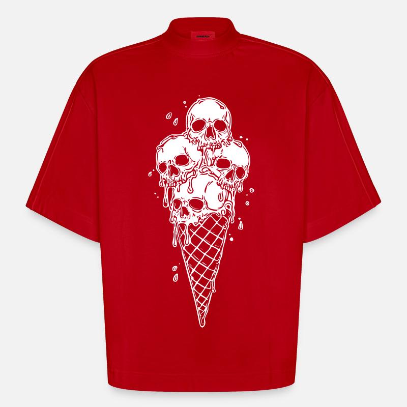 Skelett-Eiscreme Kunst - Heavyweight Oversized Organic Boxy T-Shirt Made in EU - Rot