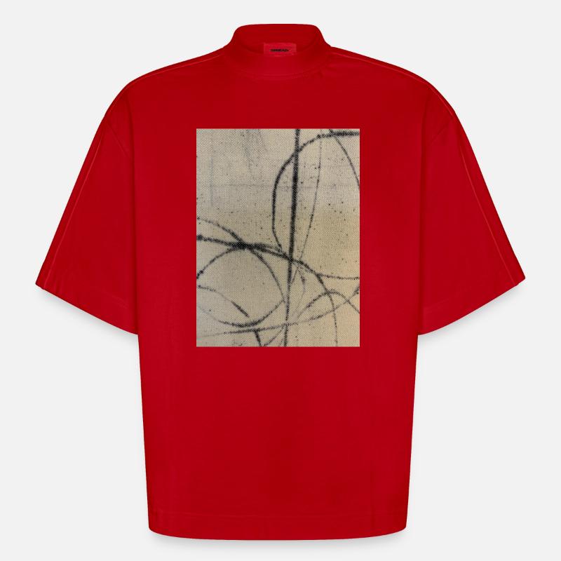 Art abstrait sur pull - T-shirt bio épais oversize Boxy fabriqué en UE - rouge