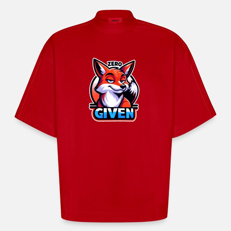 Zero Given - Fox Illustration - Heavyweight Oversized Organic Boxy T-Shirt Made in EU - red