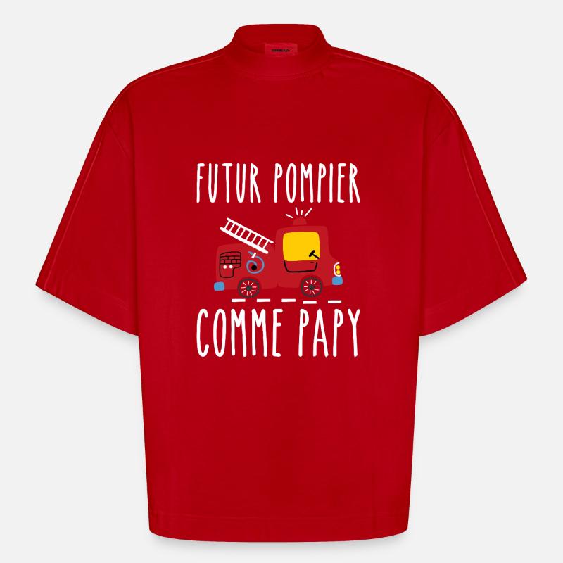 Futur pompier cadeau humour - T-shirt bio épais oversize Boxy fabriqué en UE - rouge