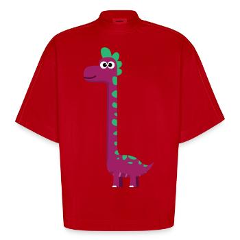 Happy brontosaurus - Heavyweight Oversized Organic Boxy T-Shirt Made in EU - Rot - Vorne