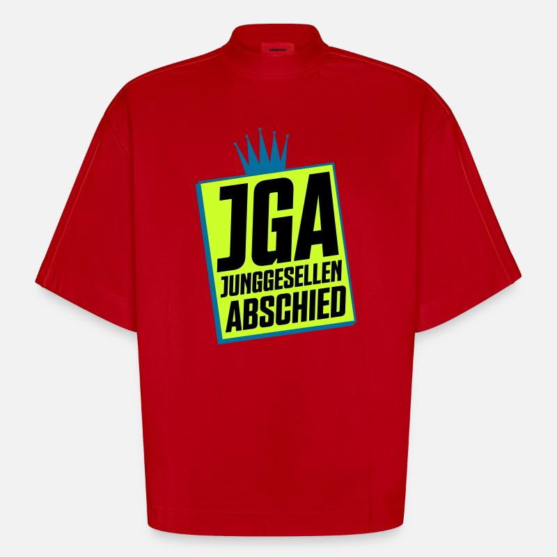 Junggesellenabschied JGA Neon Design - Heavyweight Oversized Organic Boxy T-Shirt Made in EU - Rot