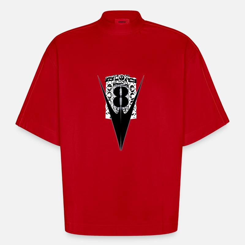 v8 - Heavyweight Oversized Organic Boxy T-Shirt Made in EU - Rot