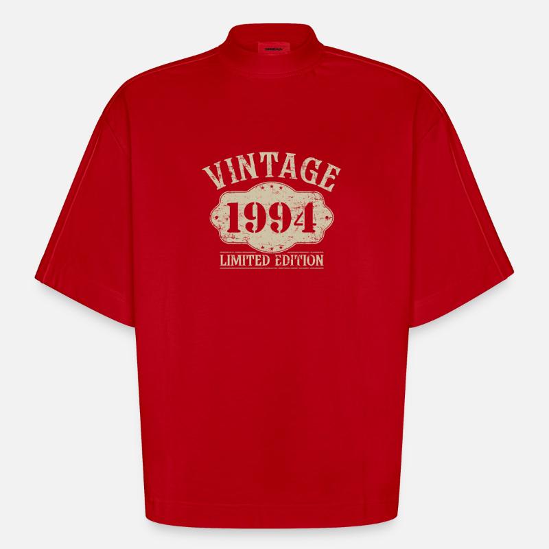 1994 Édition limitée 30e anniversaire - T-shirt bio épais oversize Boxy fabriqué en UE - rouge
