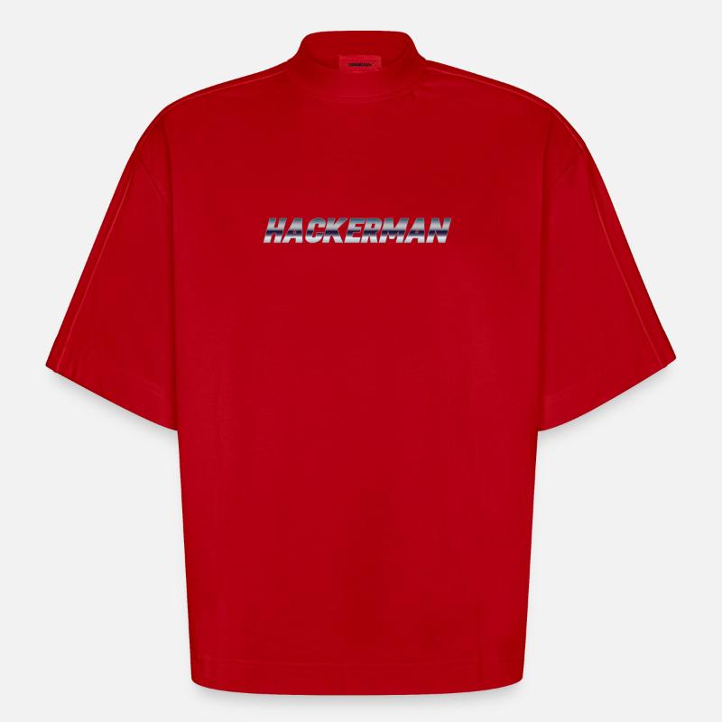 Hackerman Meme Hacking Lustiges Hacker - Heavyweight Oversized Organic Boxy T-Shirt Made in EU - Rot