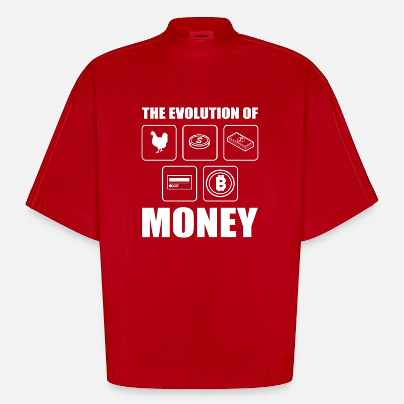 Évolution du bitcoin - T-shirt bio épais oversize Boxy fabriqué en UE - rouge