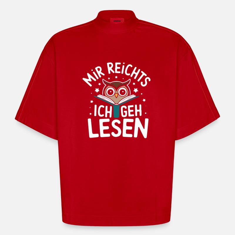 Nachteule Eule Eulen Vogel - Heavyweight Oversized Organic Boxy T-Shirt Made in EU - Rot