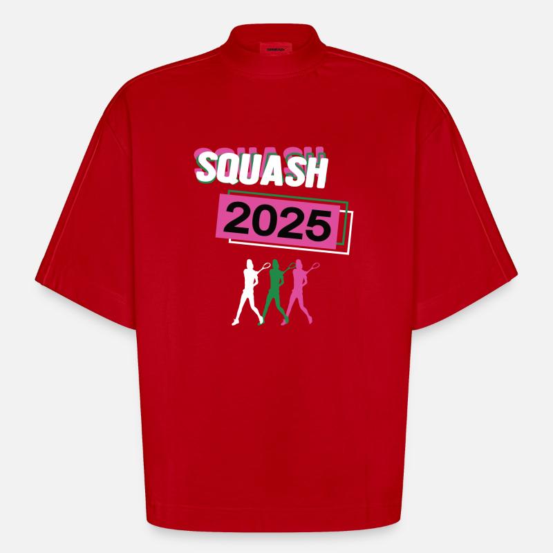 Squash 2025 Squasherin Squashspielerin Squasher - Heavyweight Oversized Organic Boxy T-Shirt Made in EU - Rot