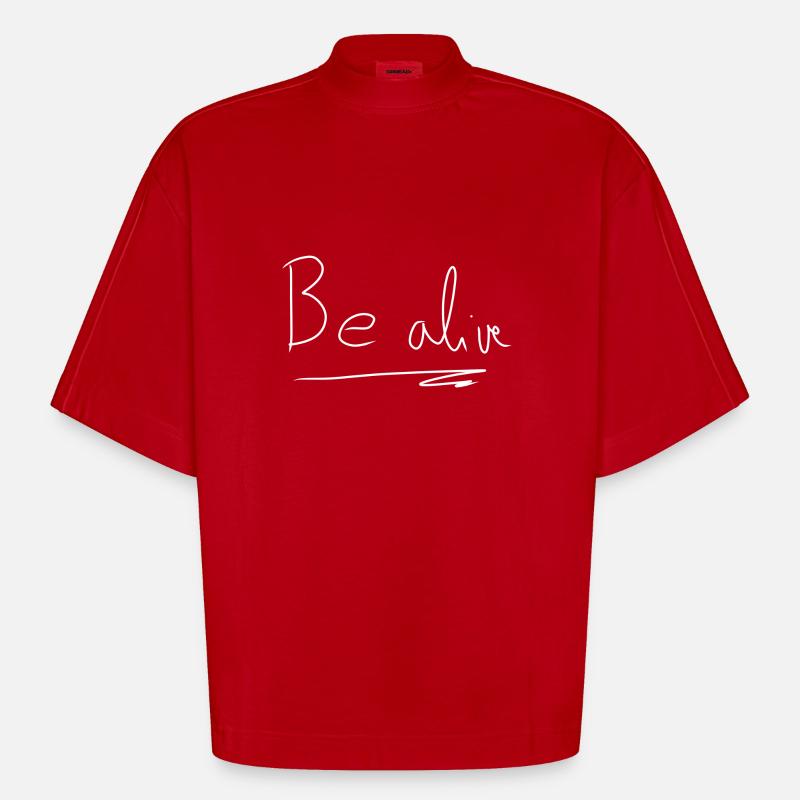 Sei lebendig text - Heavyweight Oversized Organic Boxy T-Shirt Made in EU - Rot