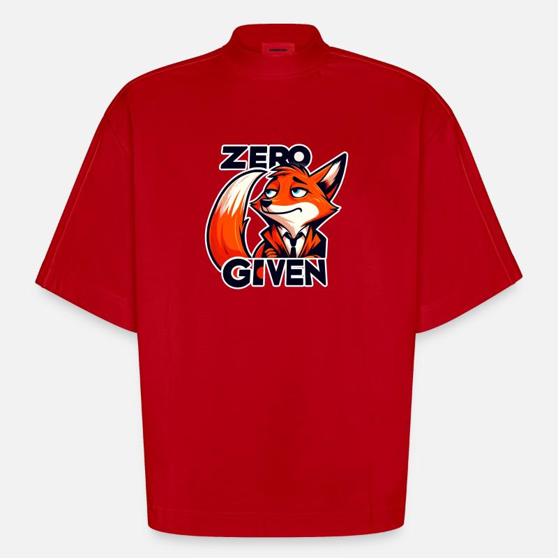 Zero Given - Fox Illustration - Heavyweight Oversized Organic Boxy T-Shirt Made in EU - red