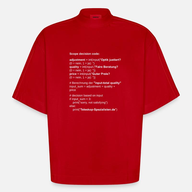 Astronomie Scope Decision Code Teleskop - Heavyweight Oversized Organic Boxy T-Shirt Made in EU - Rot