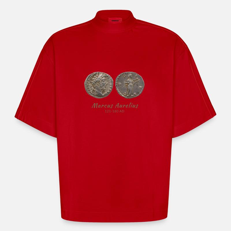 Römische Münze (Marcus Aurelius) - Heavyweight Oversized Organic Boxy T-Shirt Made in EU - Rot