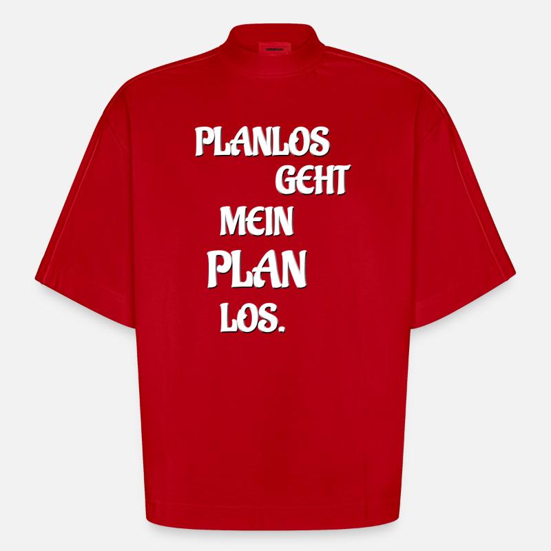 PLANLOS VA MON PLAN LOS - T-shirt bio épais oversize Boxy fabriqué en UE - rouge
