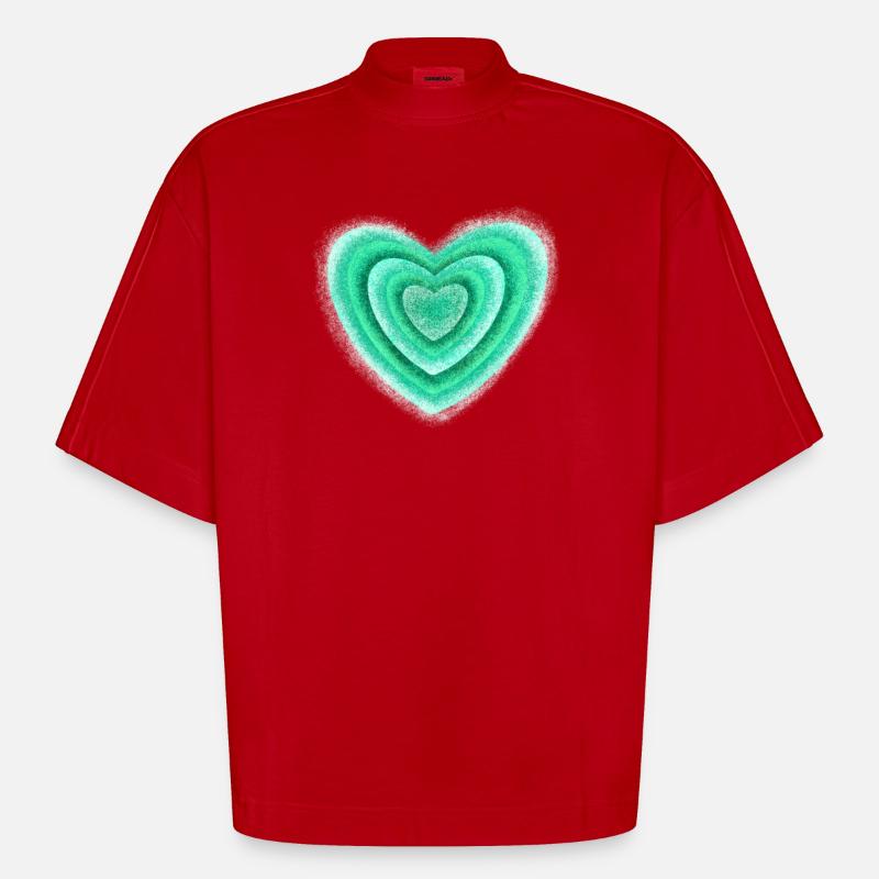 Cœur - T-shirt bio épais oversize Boxy fabriqué en UE - rouge
