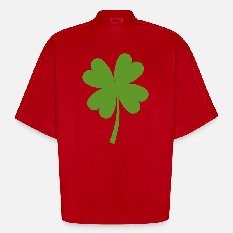 Solid four-leaf clover - Heavyweight Oversized Organic Boxy T-Shirt Made in EU - red