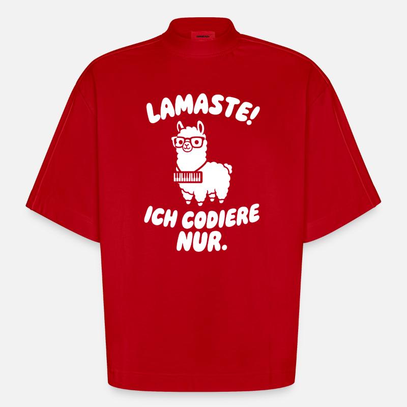 LamaSte : Je ne code que - T-shirt bio épais oversize Boxy fabriqué en UE - rouge