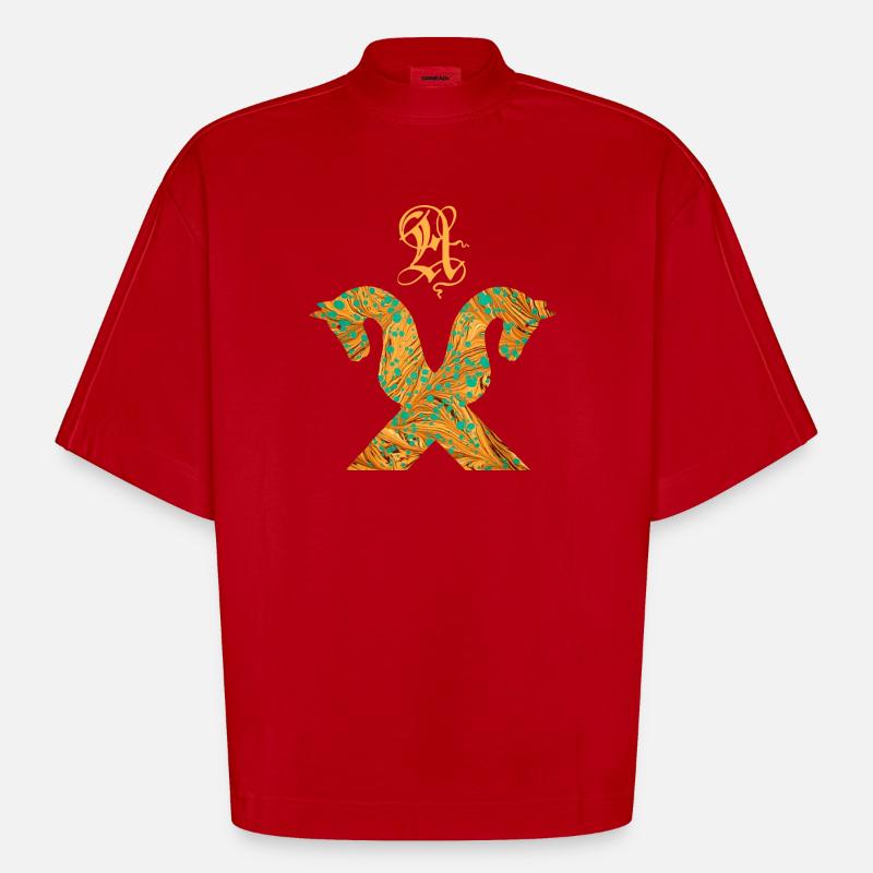 pignon de cheval e 95 a - T-shirt bio épais oversize Boxy fabriqué en UE - rouge