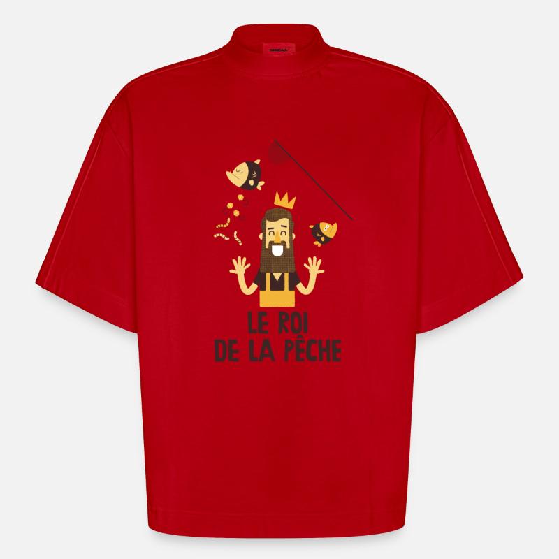 Le roi de la pêche - T-shirt bio épais oversize Boxy fabriqué en UE - rouge