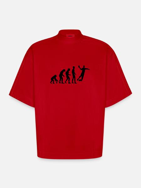 Human Evolution Handball - Heavyweight Oversized Organic Boxy T-Shirt Made in EU - Rot