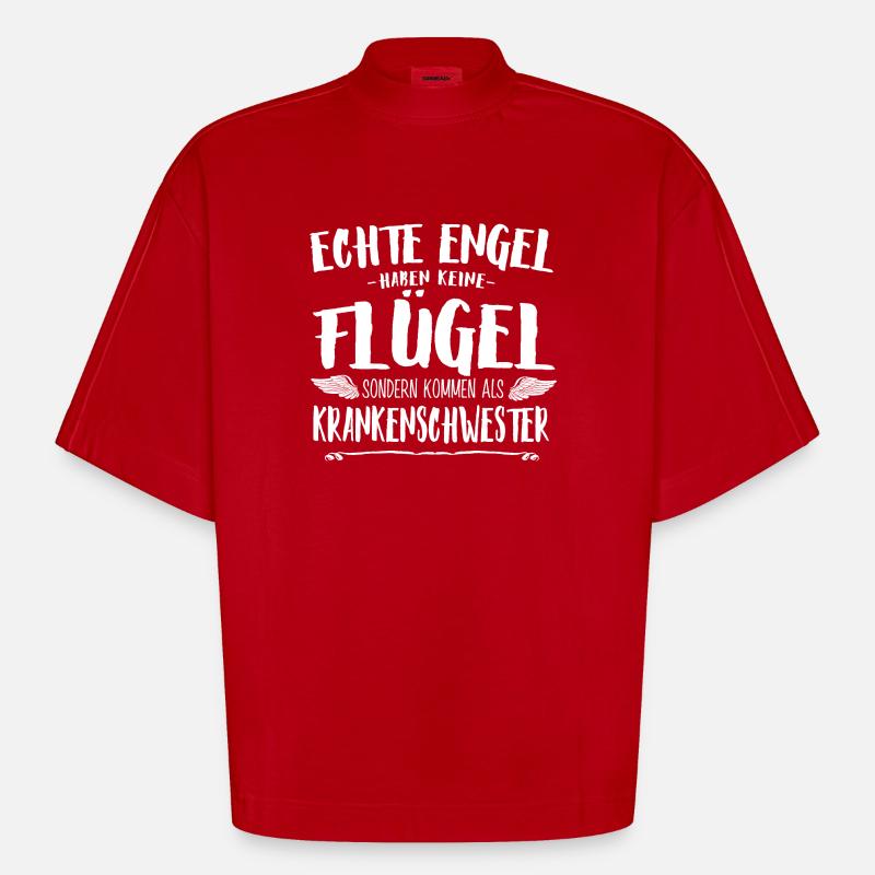 Engel Krankenschwester - Heavyweight Oversized Organic Boxy T-Shirt Made in EU - Rot