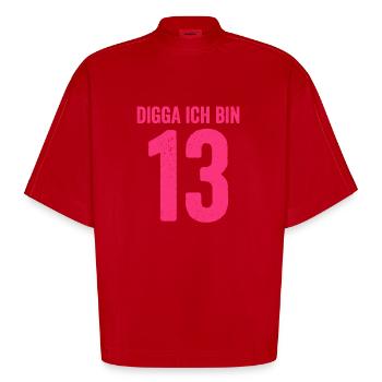 Digga Ich Bin 13 Jahre Mädchen 13. Geburtstag Lady - Heavyweight Oversized Organic Boxy T-Shirt Made in EU - Rot - Vorne