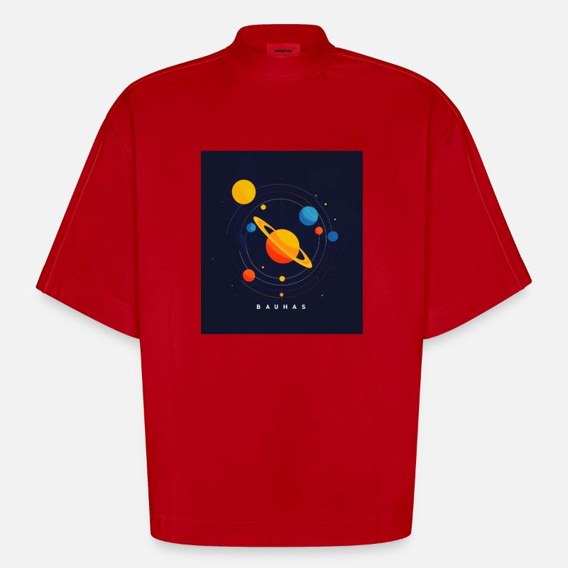 Bauhas Planetensystem - Heavyweight Oversized Organic Boxy T-Shirt Made in EU - Rot