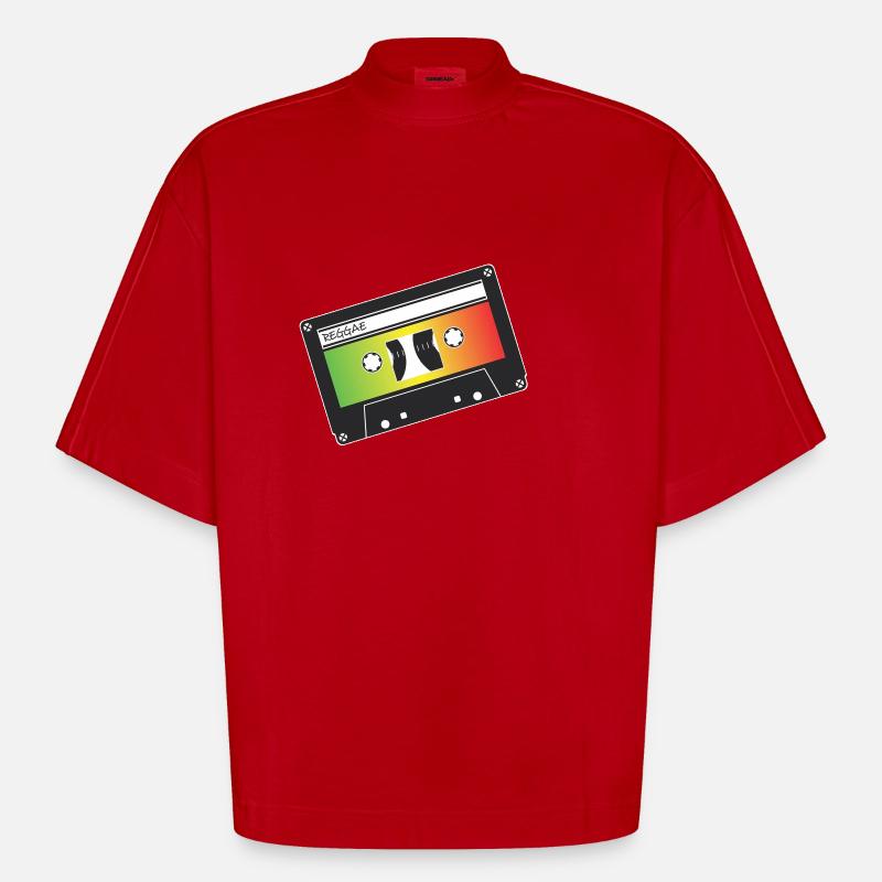reggae - T-shirt bio épais oversize Boxy fabriqué en UE - rouge