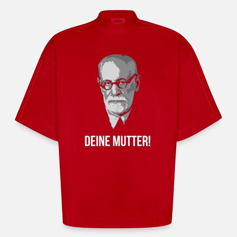 Sigmund Freud Deine Mutter Spruch - Heavyweight Oversized Organic Boxy T-Shirt Made in EU - Rot