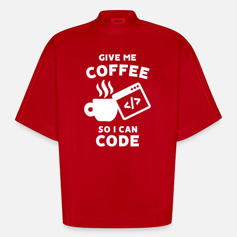 Karriere Statement Arbeit Coder Geld Verdienen - Heavyweight Oversized Organic Boxy T-Shirt Made in EU - Rot