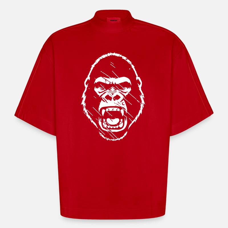 wuetender-gorilla-stencil-grunge-vector_path130 - Heavyweight Oversized Organic Boxy T-Shirt Made in EU - Rot