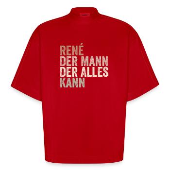 Rene Der Mann Der Alles Kann Vorname René - Heavyweight Oversized Organic Boxy T-Shirt Made in EU - Rot - Vorne
