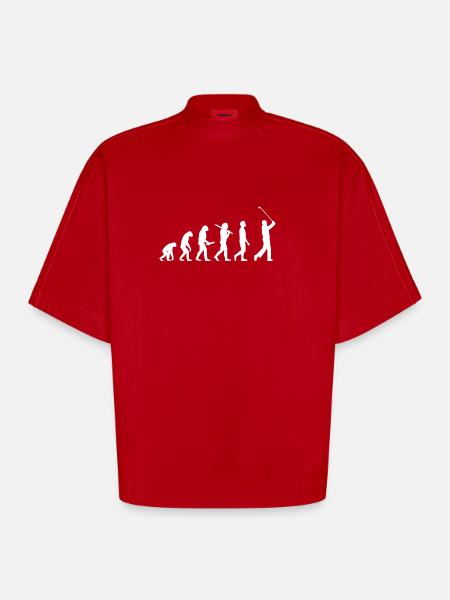 Golf Golfer Evolution - Heavyweight Oversized Organic Boxy T-Shirt Made in EU - Rot